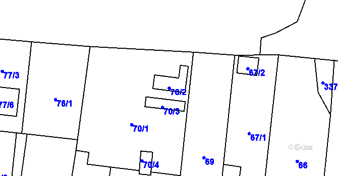 Parcela st. 70/2 v KÚ Kamenný Újezd u Nýřan, Katastrální mapa