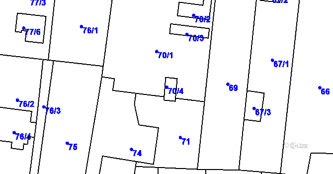 Parcela st. 70/4 v KÚ Kamenný Újezd u Nýřan, Katastrální mapa