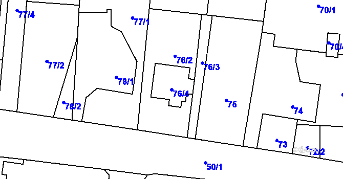 Parcela st. 76/4 v KÚ Kamenný Újezd u Nýřan, Katastrální mapa