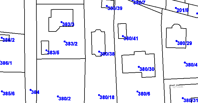 Parcela st. 380/38 v KÚ Kamenný Újezd u Nýřan, Katastrální mapa