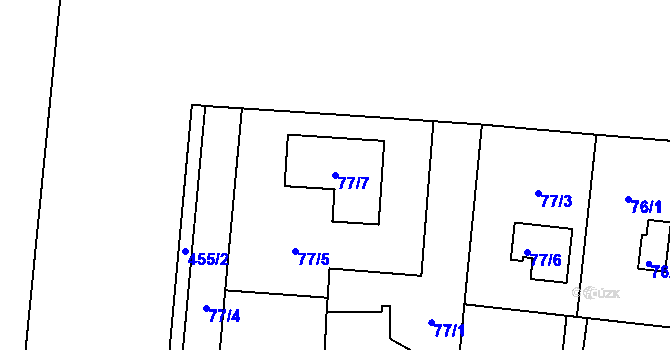 Parcela st. 77/7 v KÚ Kamenný Újezd u Nýřan, Katastrální mapa