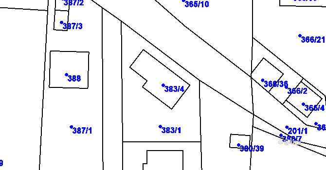 Parcela st. 383/4 v KÚ Kamenný Újezd u Nýřan, Katastrální mapa