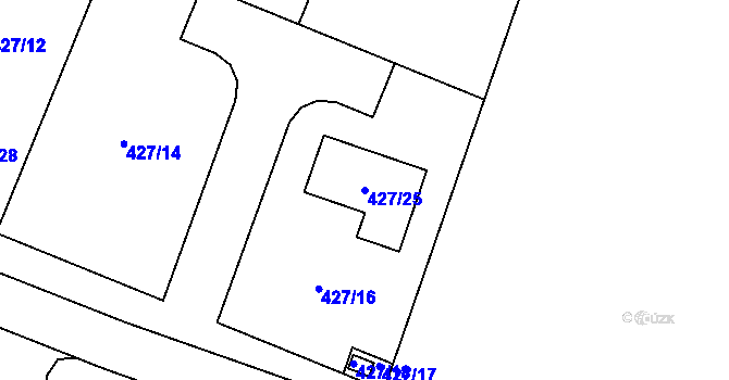 Parcela st. 427/25 v KÚ Kamenný Újezd u Nýřan, Katastrální mapa