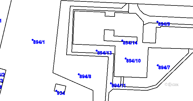 Parcela st. 894/13 v KÚ Nýřany, Katastrální mapa