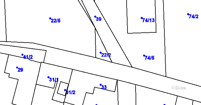 Parcela st. 22/2 v KÚ Nýřany, Katastrální mapa