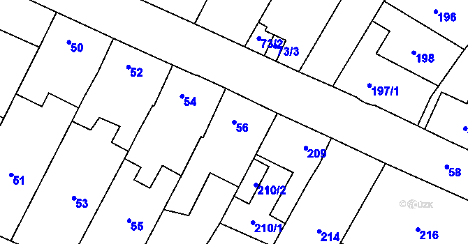 Parcela st. 56 v KÚ Nýřany, Katastrální mapa