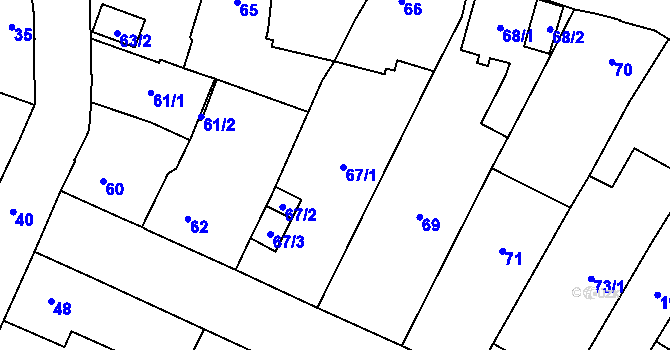 Parcela st. 67 v KÚ Nýřany, Katastrální mapa