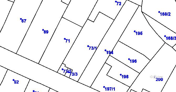 Parcela st. 73/1 v KÚ Nýřany, Katastrální mapa