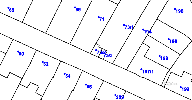 Parcela st. 73/2 v KÚ Nýřany, Katastrální mapa