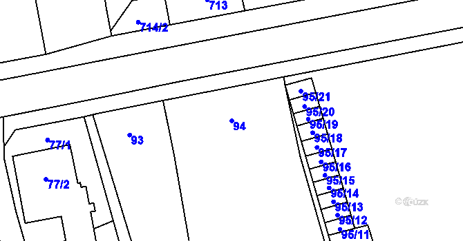 Parcela st. 94 v KÚ Nýřany, Katastrální mapa