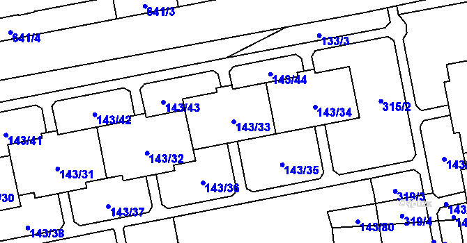 Parcela st. 143/33 v KÚ Nýřany, Katastrální mapa