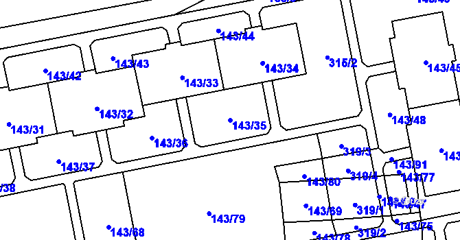 Parcela st. 143/35 v KÚ Nýřany, Katastrální mapa