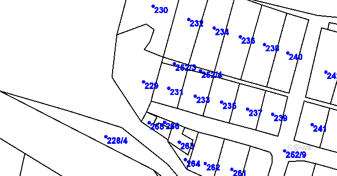 Parcela st. 231 v KÚ Nýřany, Katastrální mapa