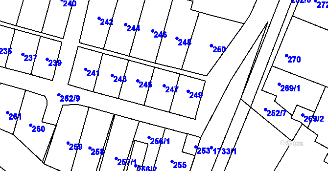 Parcela st. 247 v KÚ Nýřany, Katastrální mapa