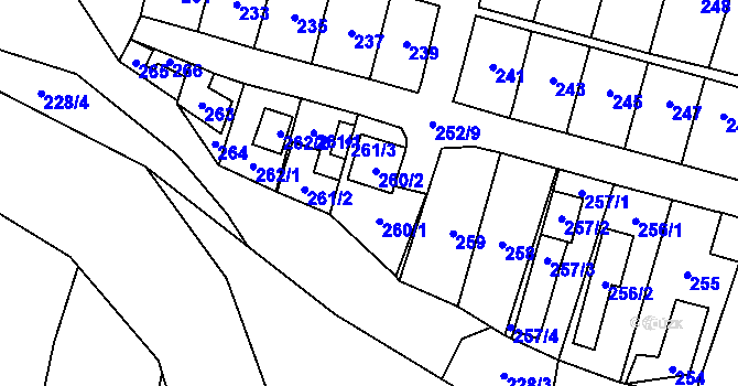 Parcela st. 260 v KÚ Nýřany, Katastrální mapa