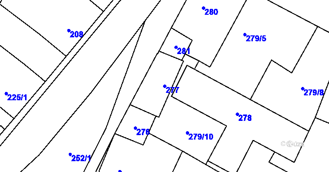 Parcela st. 277 v KÚ Nýřany, Katastrální mapa