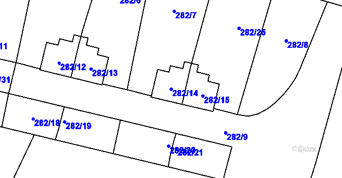 Parcela st. 282/14 v KÚ Nýřany, Katastrální mapa