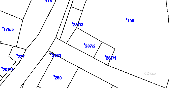 Parcela st. 287/2 v KÚ Nýřany, Katastrální mapa