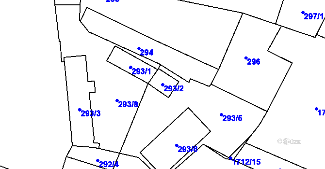 Parcela st. 293/2 v KÚ Nýřany, Katastrální mapa