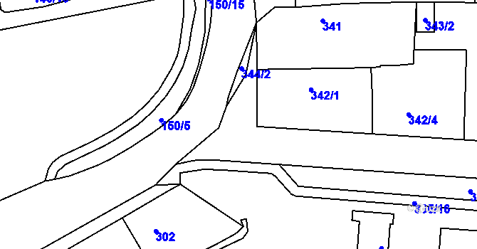 Parcela st. 344/1 v KÚ Nýřany, Katastrální mapa