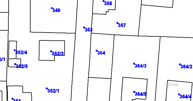 Parcela st. 354 v KÚ Nýřany, Katastrální mapa