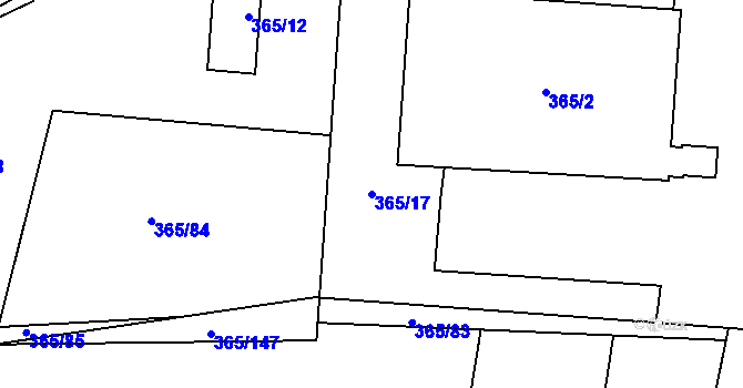 Parcela st. 365/17 v KÚ Nýřany, Katastrální mapa