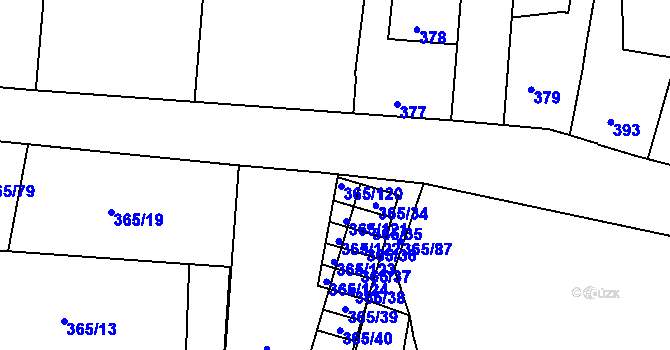 Parcela st. 365/53 v KÚ Nýřany, Katastrální mapa