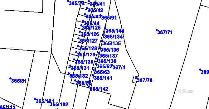 Parcela st. 365/60 v KÚ Nýřany, Katastrální mapa