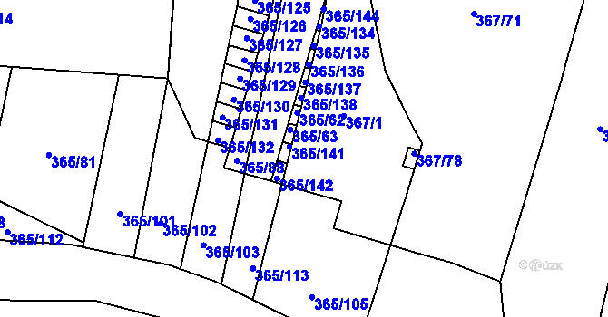 Parcela st. 365/64 v KÚ Nýřany, Katastrální mapa