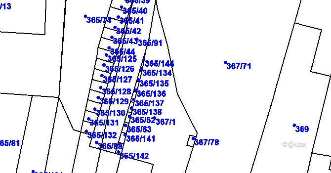 Parcela st. 365/73 v KÚ Nýřany, Katastrální mapa