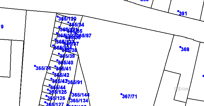 Parcela st. 367/16 v KÚ Nýřany, Katastrální mapa