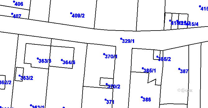 Parcela st. 370/1 v KÚ Nýřany, Katastrální mapa