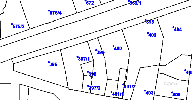 Parcela st. 399 v KÚ Nýřany, Katastrální mapa