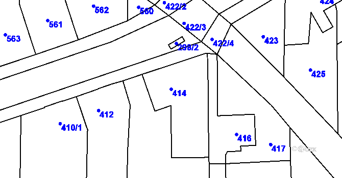 Parcela st. 414 v KÚ Nýřany, Katastrální mapa