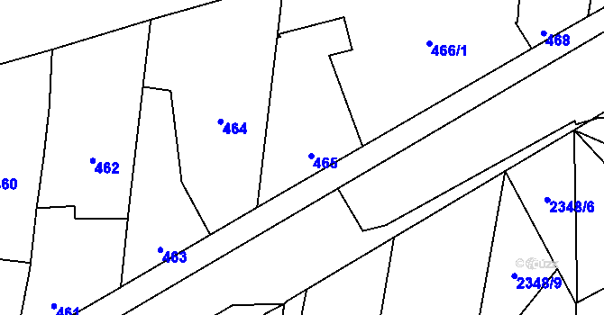Parcela st. 465 v KÚ Nýřany, Katastrální mapa