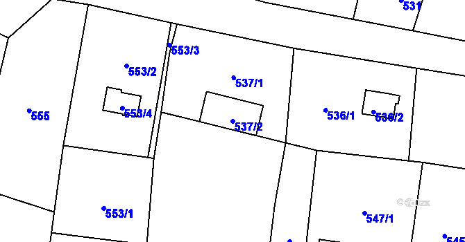 Parcela st. 537/2 v KÚ Nýřany, Katastrální mapa