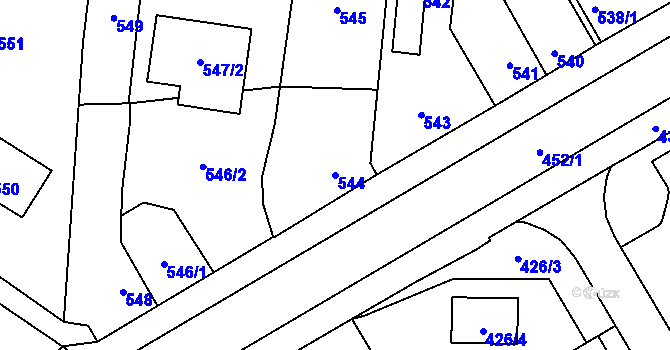 Parcela st. 544 v KÚ Nýřany, Katastrální mapa