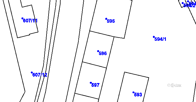 Parcela st. 596 v KÚ Nýřany, Katastrální mapa