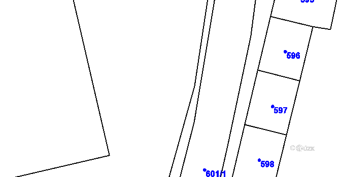 Parcela st. 607/12 v KÚ Nýřany, Katastrální mapa