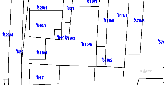 Parcela st. 610/5 v KÚ Nýřany, Katastrální mapa