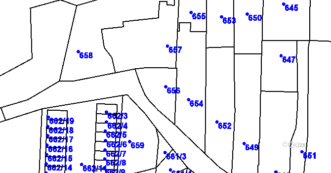 Parcela st. 656 v KÚ Nýřany, Katastrální mapa