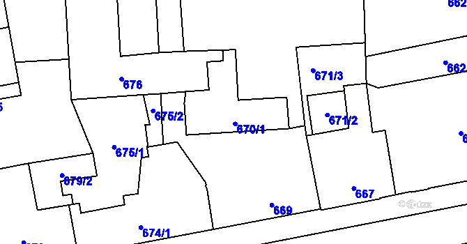 Parcela st. 670 v KÚ Nýřany, Katastrální mapa