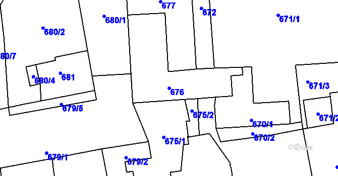 Parcela st. 676 v KÚ Nýřany, Katastrální mapa