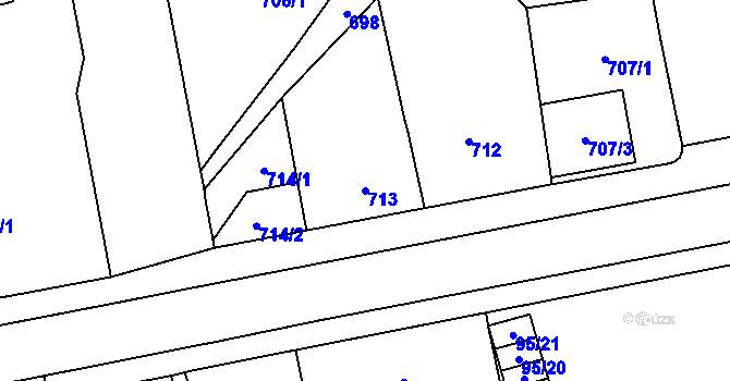 Parcela st. 713 v KÚ Nýřany, Katastrální mapa