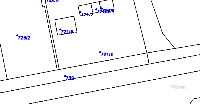 Parcela st. 721/1 v KÚ Nýřany, Katastrální mapa