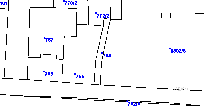 Parcela st. 764 v KÚ Nýřany, Katastrální mapa