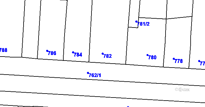 Parcela st. 782 v KÚ Nýřany, Katastrální mapa