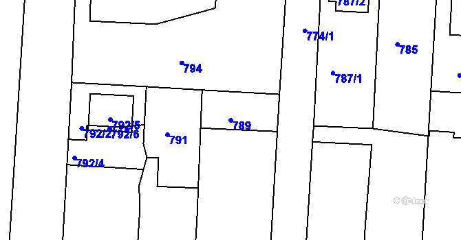 Parcela st. 789 v KÚ Nýřany, Katastrální mapa