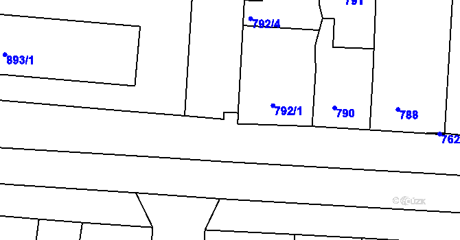 Parcela st. 792/3 v KÚ Nýřany, Katastrální mapa