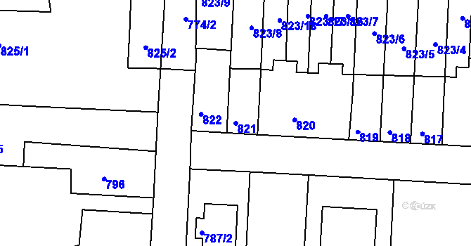 Parcela st. 821 v KÚ Nýřany, Katastrální mapa